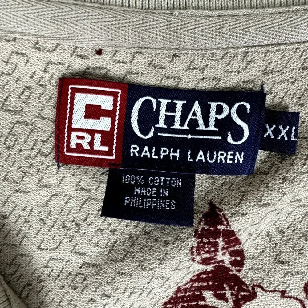 Chaps Ralph Lauren Mens XXL Hawaiian Shirt Floral Polo All Over Print Beach